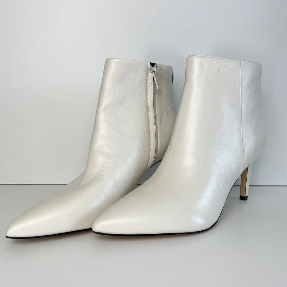 Calvin Klein Ankle Boots Women's Size 11 Senly Cream White Stiletto Pointed Toe